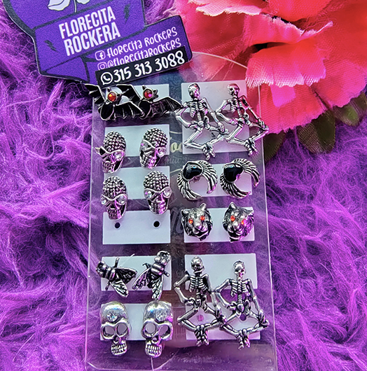 Aretes En Acero Calacas, murciélagos y más