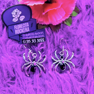 Aretes Araña en acero con detalles negros