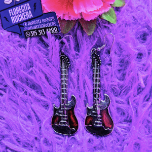 Aretes guitarras en acero con detalles negros