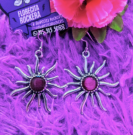 Aretes Sol en Acero con piedras