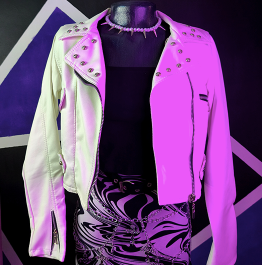 Chaqueta Blanca Crop con remaches