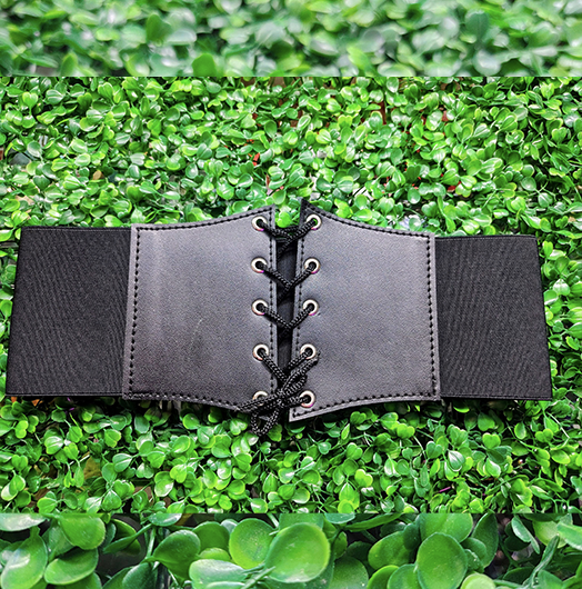 Cinturilla negra con cordon tipo corsé